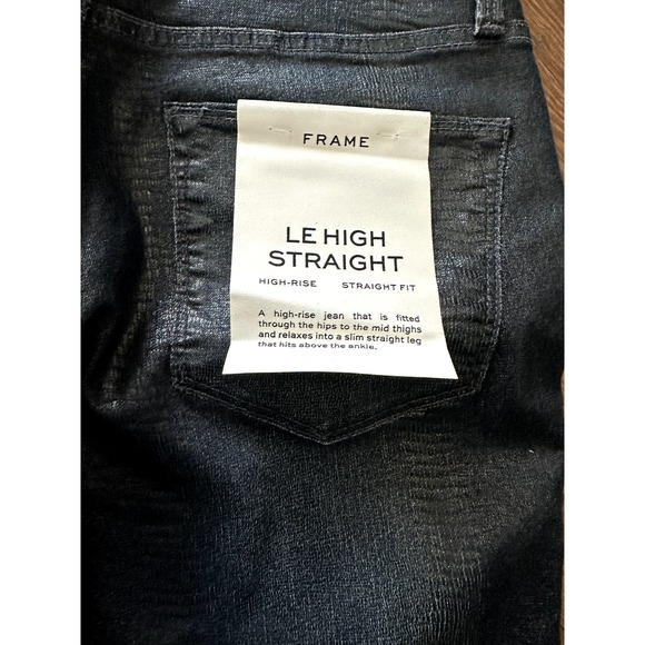 FRAME Le High Straight Lizard Coated Jeans Indigo Lizard - Picture 7 of 8